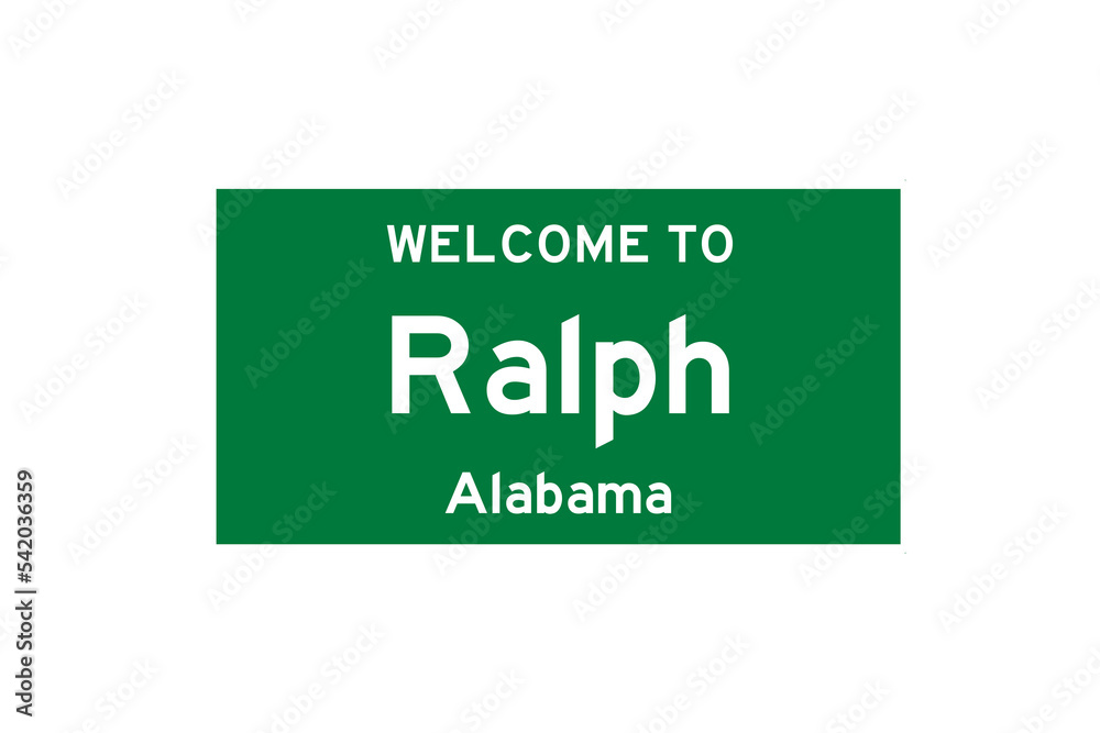 Ralph, Alabama, USA. City limit sign on transparent background. Ralph, Alabama, USA. City limit sign on transparent background.