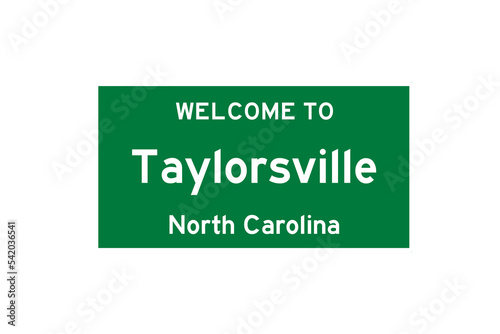 Taylorsville, North Carolina, USA. City limit sign on transparent background.  photo