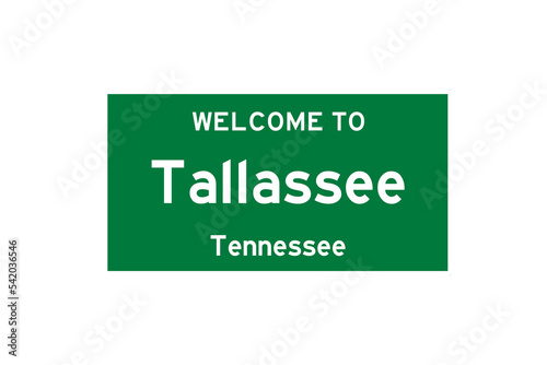 Tallassee, Tennessee, USA. City limit sign on transparent background.  photo