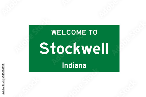 Stockwell, Indiana, USA. City limit sign on transparent background.  photo