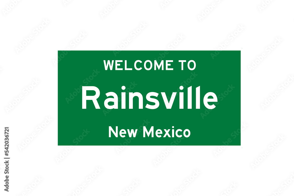 Rainsville, New Mexico, USA. City limit sign on transparent background. Rainsville, New Mexico, USA. City limit sign on transparent background.