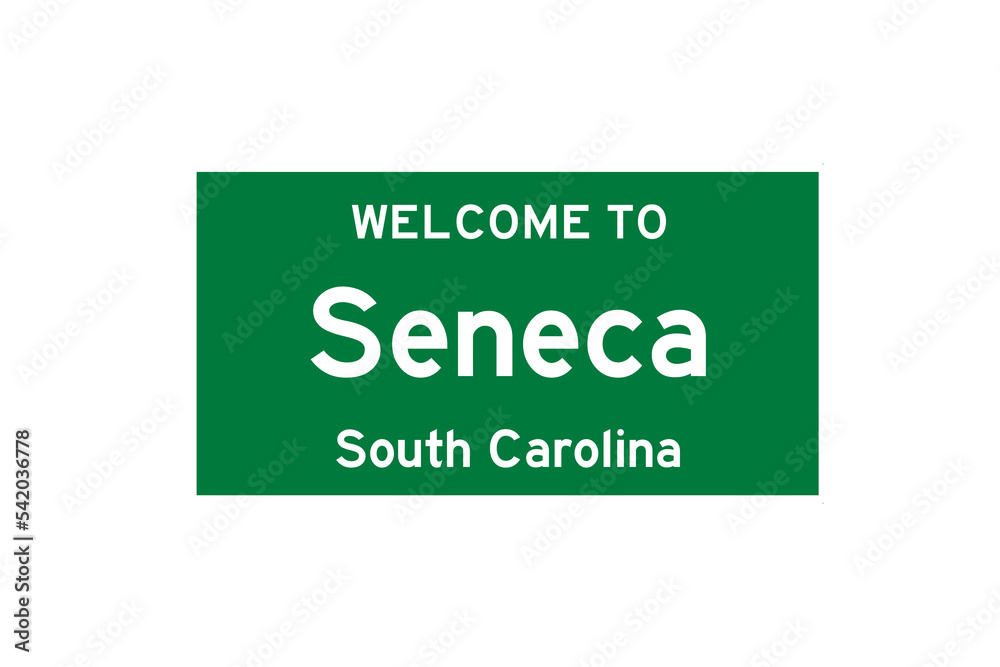 Seneca, South Carolina, USA. City limit sign on transparent background. Seneca, South Carolina, USA. City limit sign on transparent background.