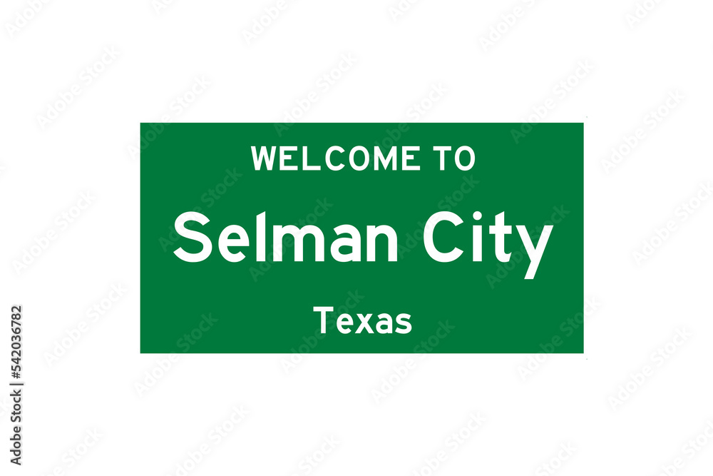 Selman City, Texas, USA. City limit sign on transparent background. Selman City, Texas, USA. City limit sign on transparent background.
