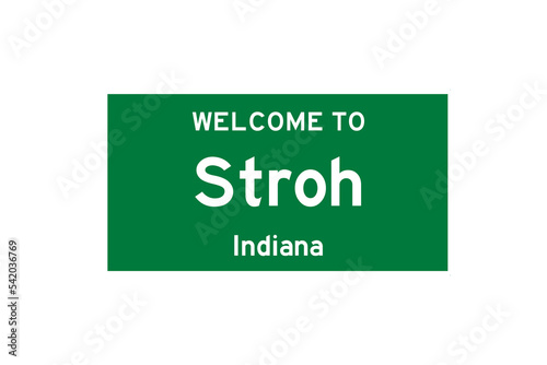 Stroh, Indiana, USA. City limit sign on transparent background.  photo