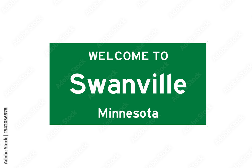 Swanville, Minnesota, USA. City limit sign on transparent background. Swanville, Minnesota, USA. City limit sign on transparent background.