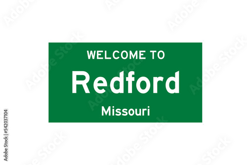 Redford, Missouri, USA. City limit sign on transparent background.  photo
