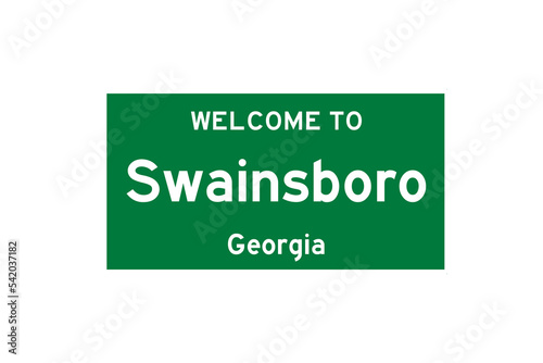 Swainsboro, Georgia, USA. City limit sign on transparent background.  photo