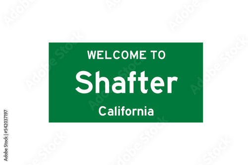 Shafter, California, USA. City limit sign on transparent background.  photo