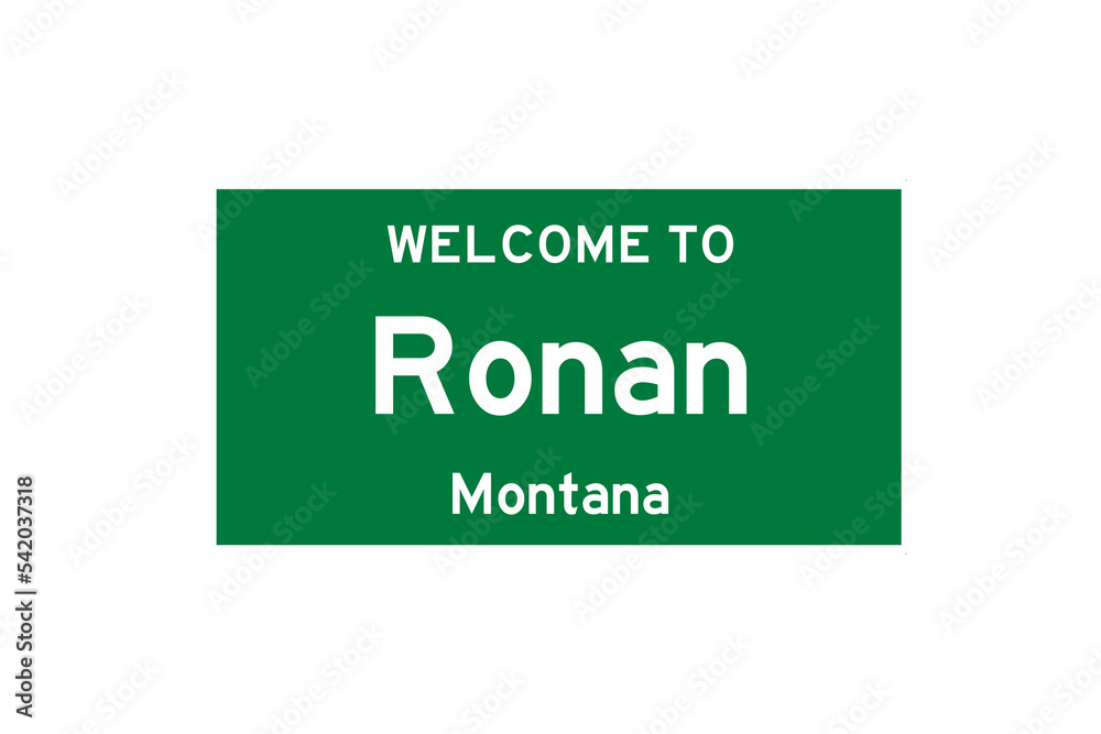Ronan, Montana, USA. City limit sign on transparent background. Ronan, Montana, USA. City limit sign on transparent background.