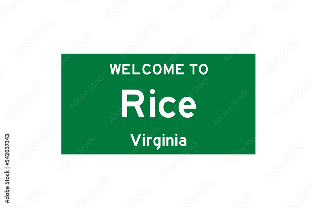 Rice, Virginia, USA. City limit sign on transparent background. Rice, Virginia, USA. City limit sign on transparent background.