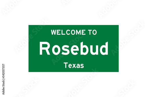 Rosebud, Texas, USA. City limit sign on transparent background. 