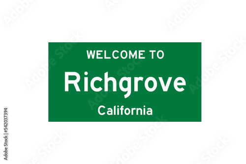 Richgrove, California, USA. City limit sign on transparent background.  photo