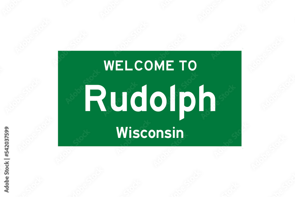 Rudolph, Wisconsin, USA. City limit sign on transparent background. Rudolph, Wisconsin, USA. City limit sign on transparent background.