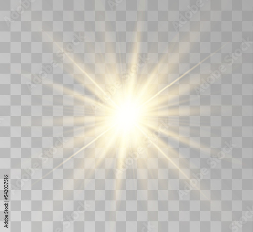 Transparent yellow sunlight special lens flash light effect. Front solar flare lenses. 
