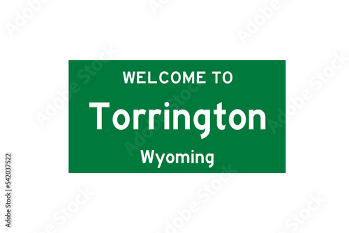 Torrington, Wyoming, USA. City limit sign on transparent background.  photo