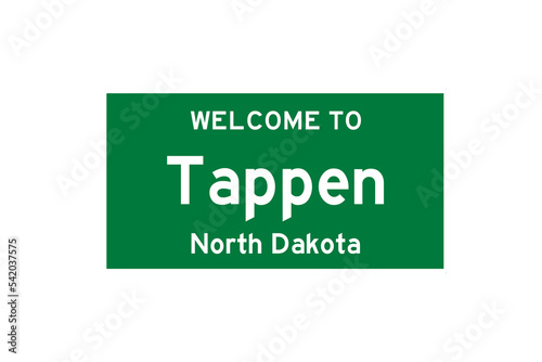 Tappen, North Dakota, USA. City limit sign on transparent background.  photo