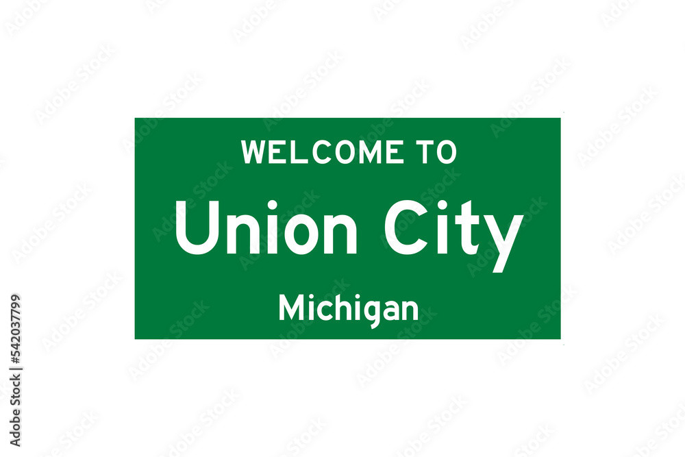 Union City, Michigan, USA. City limit sign on transparent background. Union City, Michigan, USA. City limit sign on transparent background.