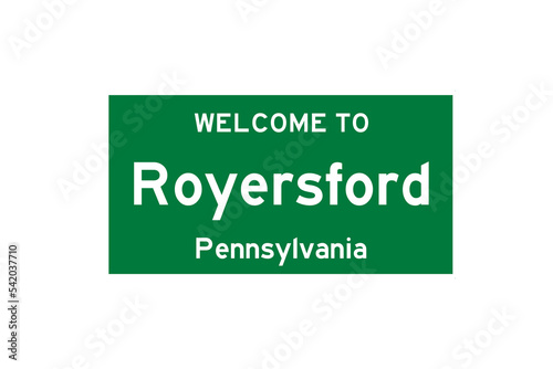 Royersford, Pennsylvania, USA. City limit sign on transparent background.  photo