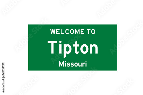 Tipton, Missouri, USA. City limit sign on transparent background.  photo