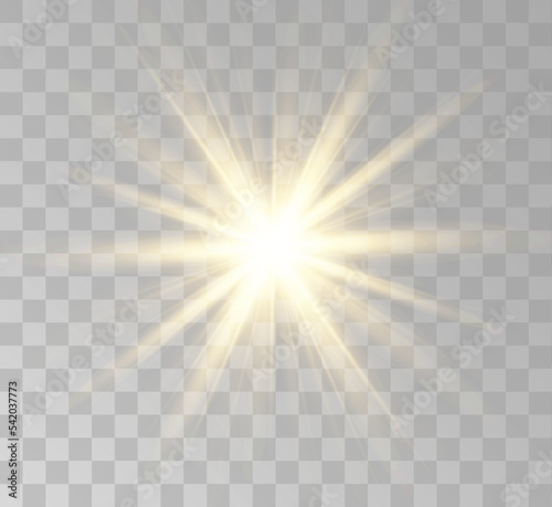 Transparent yellow sunlight special lens flash light effect. Front solar flare lenses.	