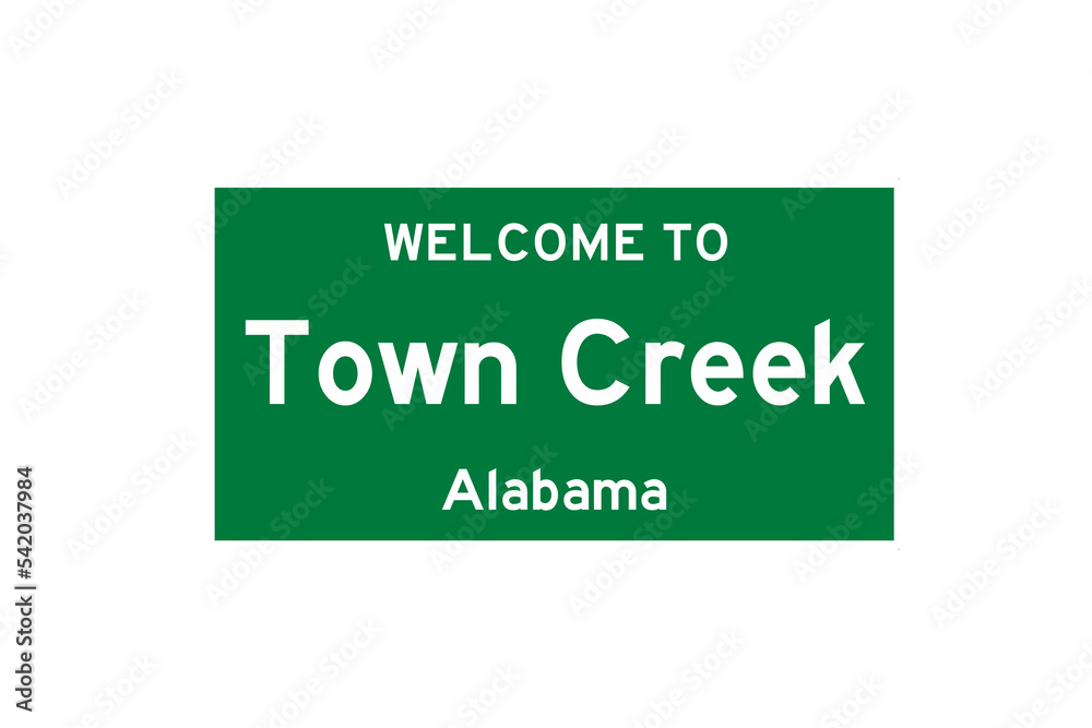 Town Creek, Alabama, USA. City limit sign on transparent background. Town Creek, Alabama, USA. City limit sign on transparent background.