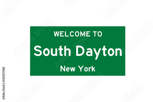 South Dayton, New York, USA. City limit sign on transparent background.  photo