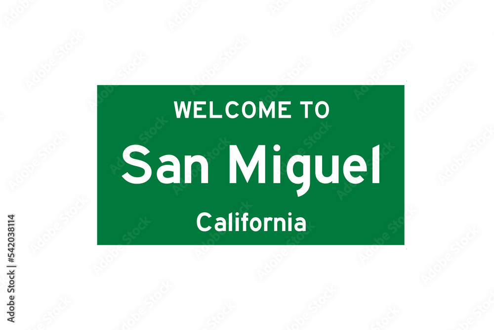 Obraz premium San Miguel, California, USA. City limit sign on transparent background.