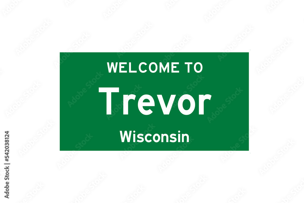 Trevor, Wisconsin, USA. City limit sign on transparent background. Trevor, Wisconsin, USA. City limit sign on transparent background.