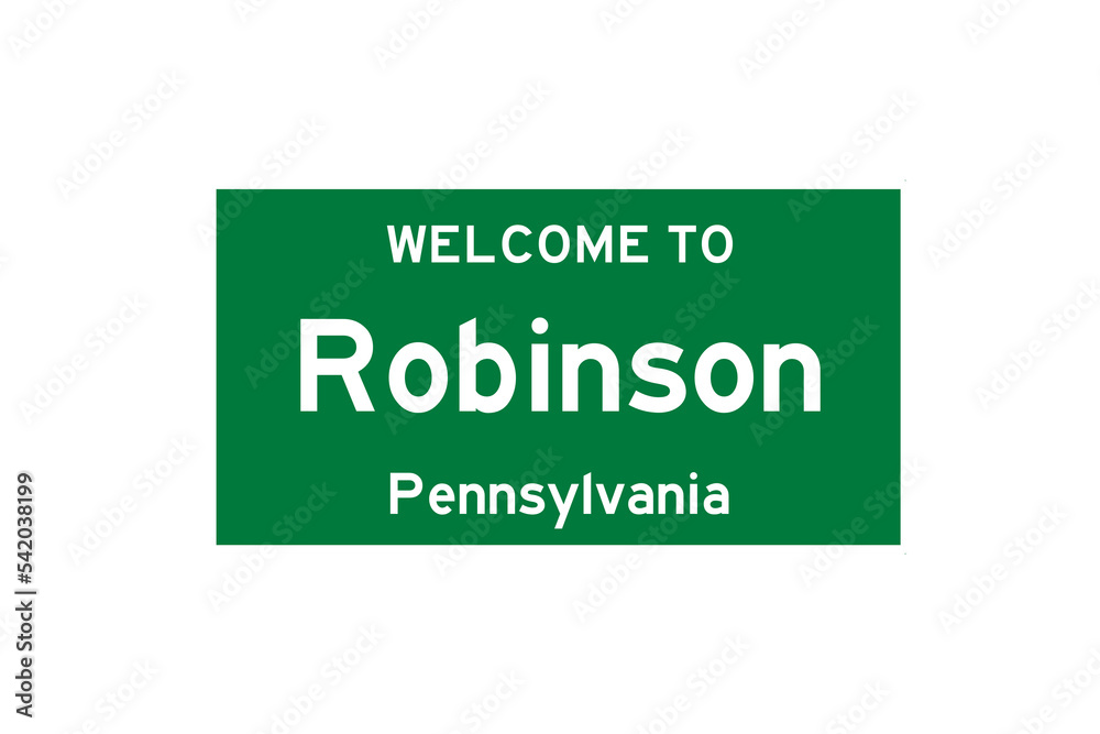 Robinson, Pennsylvania, USA. City limit sign on transparent background. Robinson, Pennsylvania, USA. City limit sign on transparent background.
