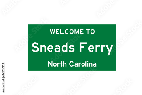 Sneads Ferry, North Carolina, USA. City limit sign on transparent background.  photo