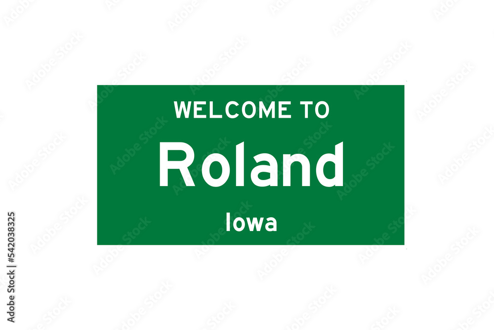 Roland, Iowa, USA. City limit sign on transparent background. Roland, Iowa, USA. City limit sign on transparent background.