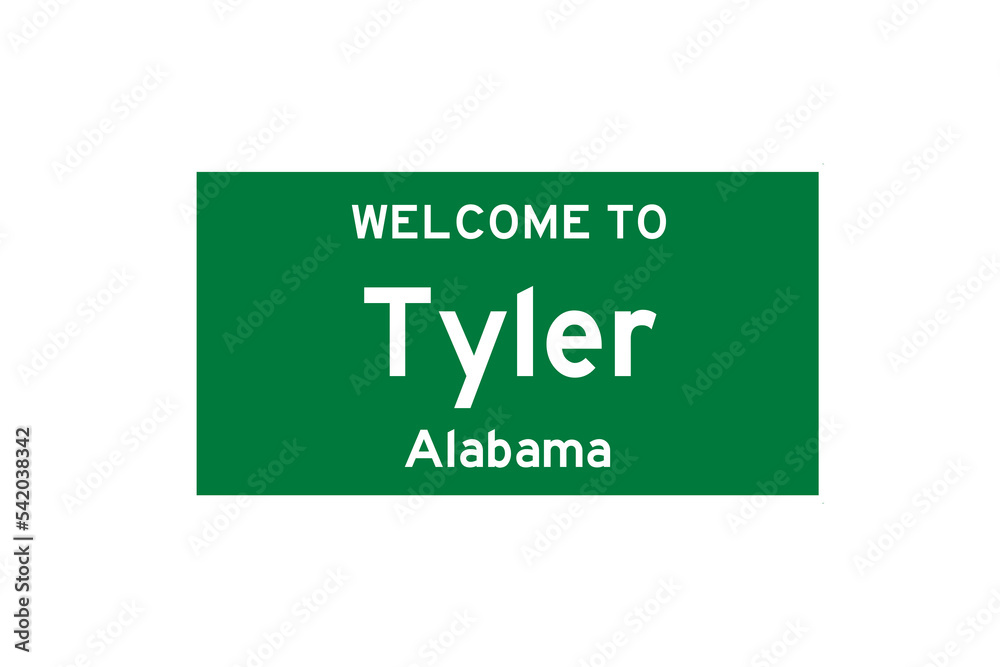 Tyler, Alabama, USA. City limit sign on transparent background. Tyler, Alabama, USA. City limit sign on transparent background.