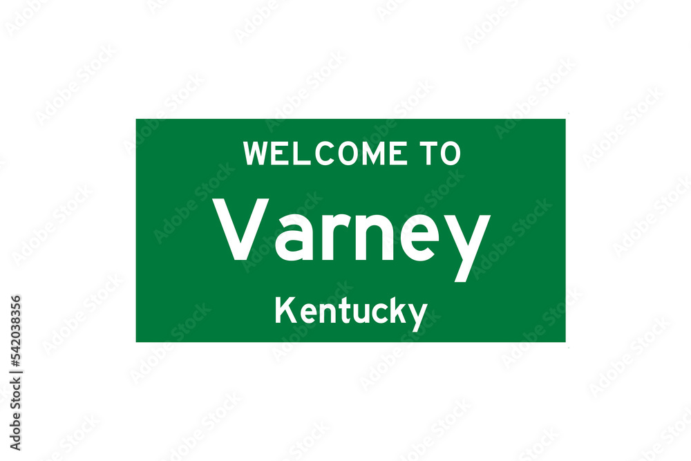 Varney, Kentucky, USA. City limit sign on transparent background. Varney, Kentucky, USA. City limit sign on transparent background.