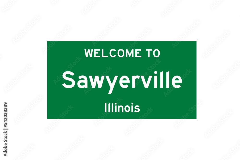 Sawyerville, Illinois, USA. City limit sign on transparent background. Sawyerville, Illinois, USA. City limit sign on transparent background.