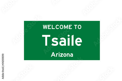 Tsaile, Arizona, USA. City limit sign on transparent background. © Rezona