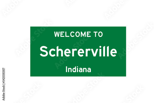 Schererville, Indiana, USA. City limit sign on transparent background.  photo