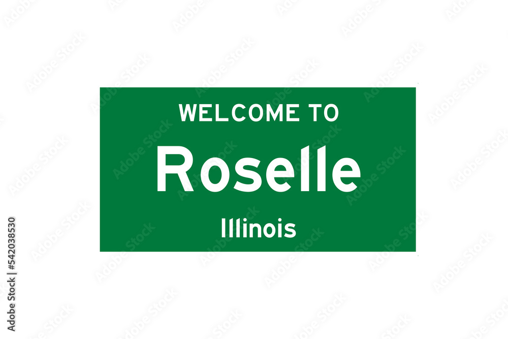 Roselle, Illinois, USA. City limit sign on transparent background. Roselle, Illinois, USA. City limit sign on transparent background.