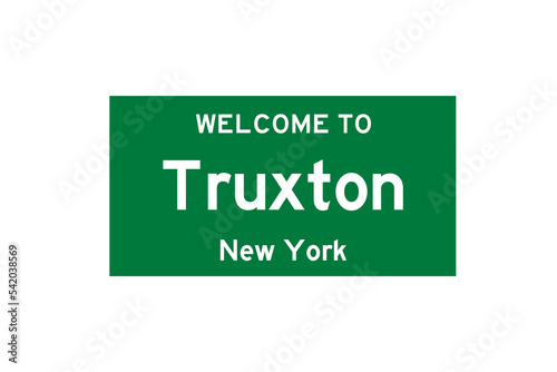Truxton, New York, USA. City limit sign on transparent background.  photo
