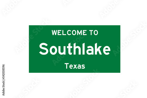 Southlake, Texas, USA. City limit sign on transparent background.  photo