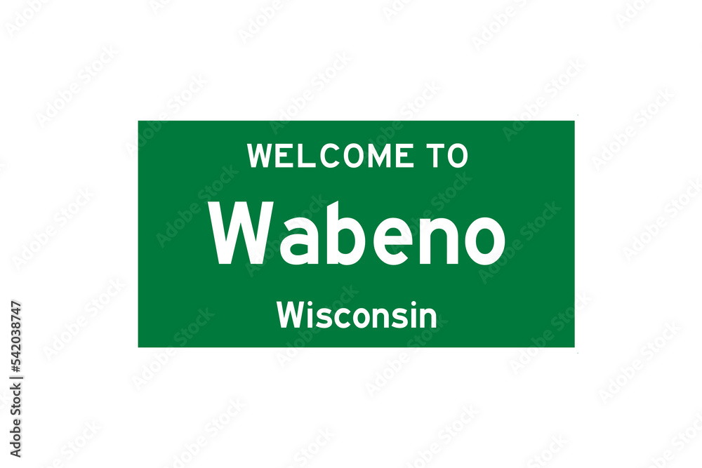 Wabeno, Wisconsin, USA. City limit sign on transparent background. Wabeno, Wisconsin, USA. City limit sign on transparent background.