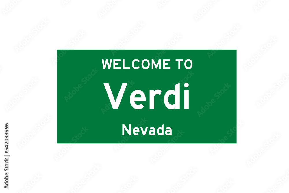 Verdi, Nevada, USA. City limit sign on transparent background. Verdi, Nevada, USA. City limit sign on transparent background.