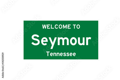 Seymour, Tennessee, USA. City limit sign on transparent background.  photo