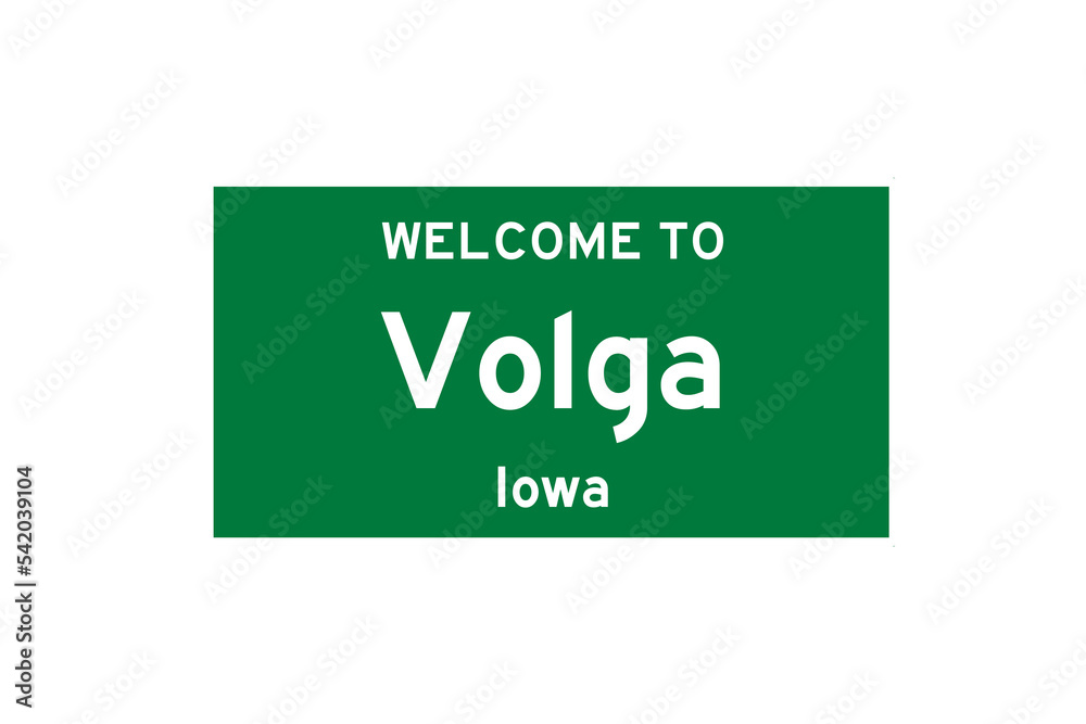Volga, Iowa, USA. City limit sign on transparent background. Volga, Iowa, USA. City limit sign on transparent background.