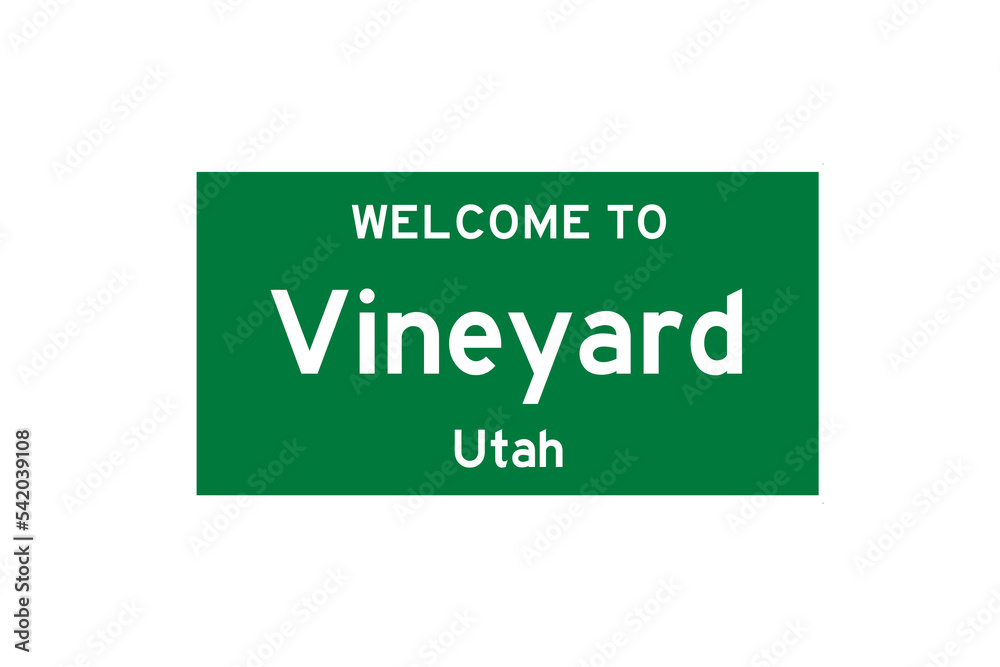 Vineyard, Utah, USA. City limit sign on transparent background. Vineyard, Utah, USA. City limit sign on transparent background.