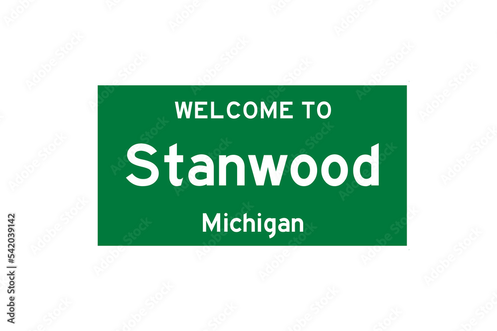 Stanwood, Michigan, USA. City limit sign on transparent background. Stanwood, Michigan, USA. City limit sign on transparent background.