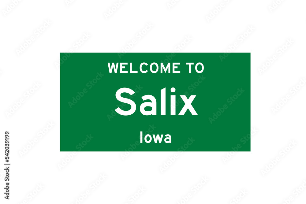 Salix, Iowa, USA. City limit sign on transparent background. Salix, Iowa, USA. City limit sign on transparent background.