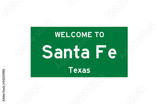 Santa Fe, Texas, USA. City limit sign on transparent background.  photo
