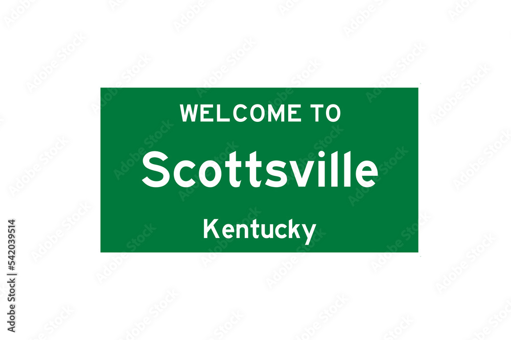 Scottsville, Kentucky, USA. City limit sign on transparent background. Scottsville, Kentucky, USA. City limit sign on transparent background.