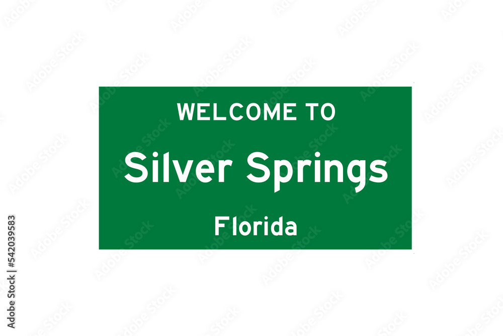 Silver Springs, Florida, USA. City limit sign on transparent background. Silver Springs, Florida, USA. City limit sign on transparent background.