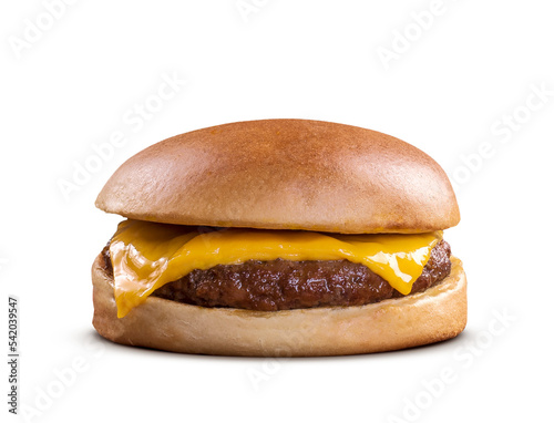 delicious fast food cheeseburger isolated on transparent background photo